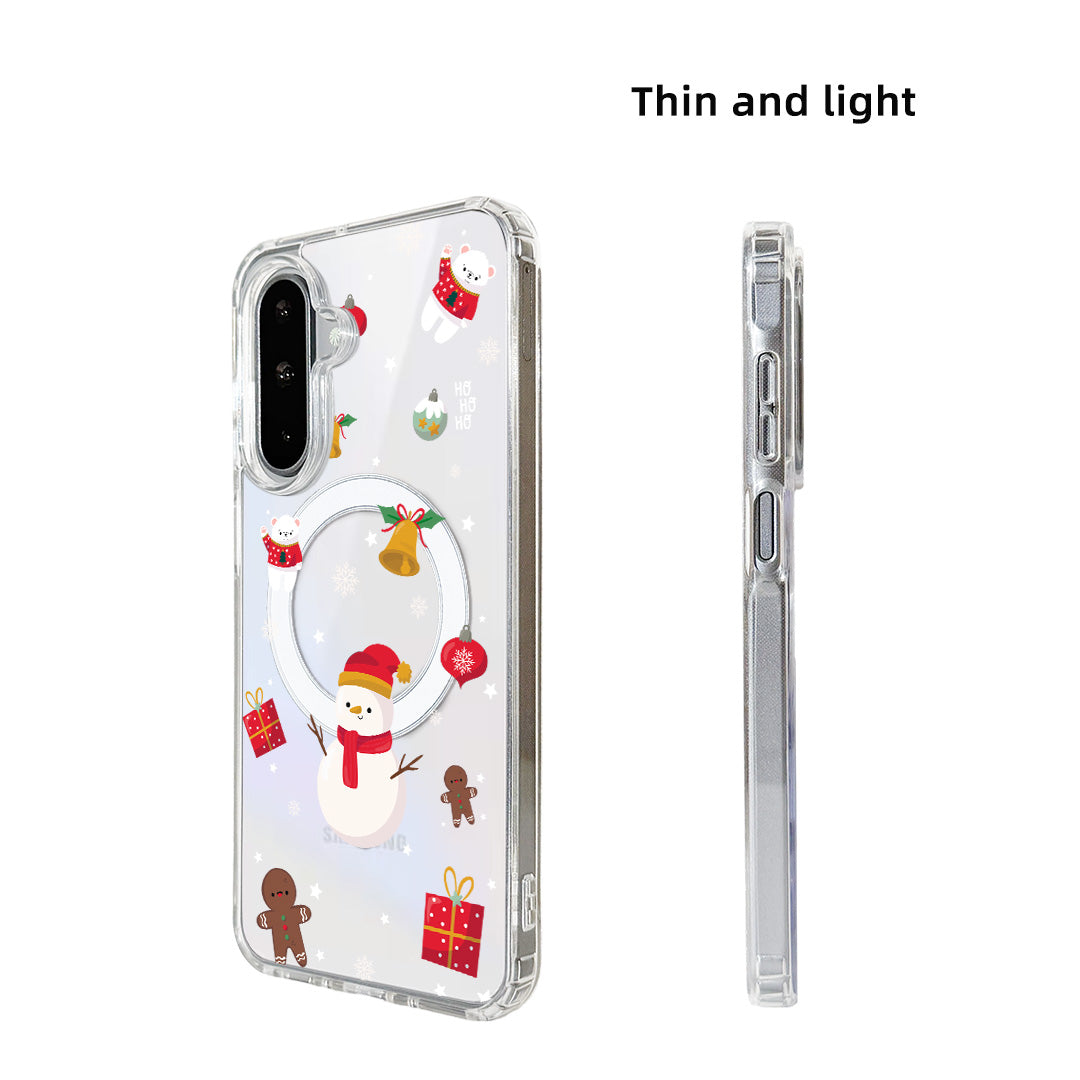 For Samsung Galaxy A16 4G / Galaxy A16 5G Case Clear Edge TPU + Acrylic Cover Magnetic Case - Snowy Fun