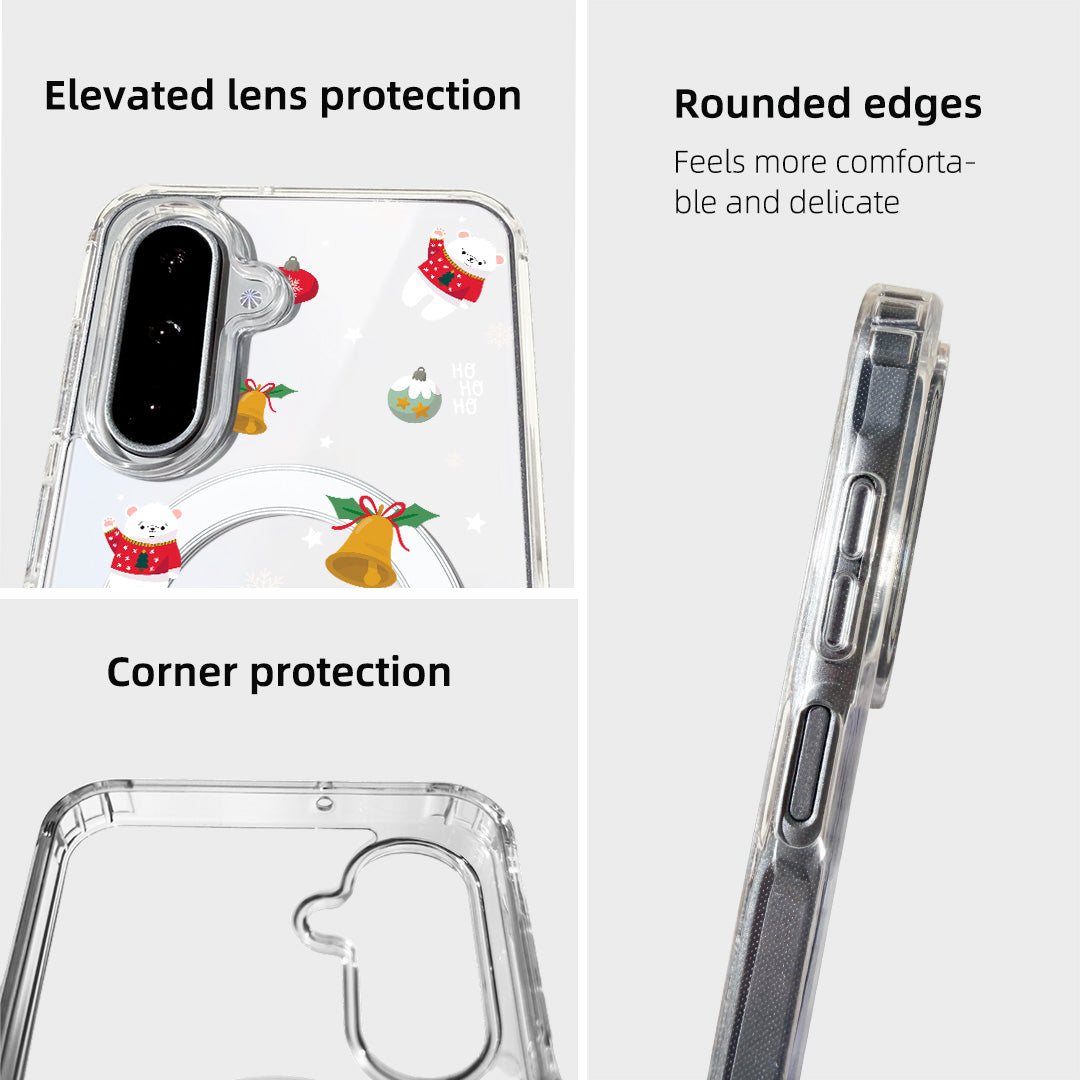 For Samsung Galaxy A15 4G / Galaxy A15 5G Case Clear Edge TPU + Acrylic Cover Magnetic Case - Snowy Fun