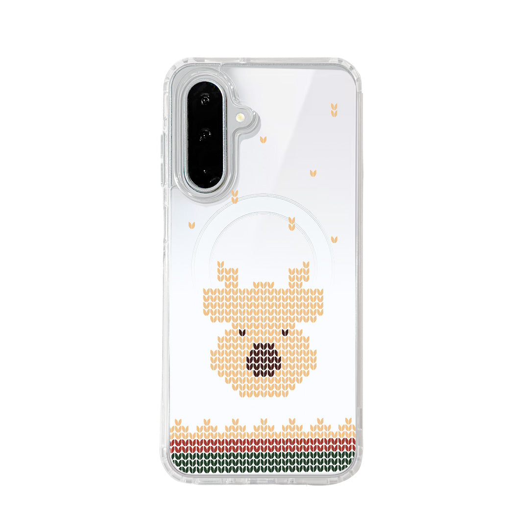 For Samsung Galaxy S25 FE Magnetic Case Clear Edge TPU + Acrylic Cover - Knitted Reindeer