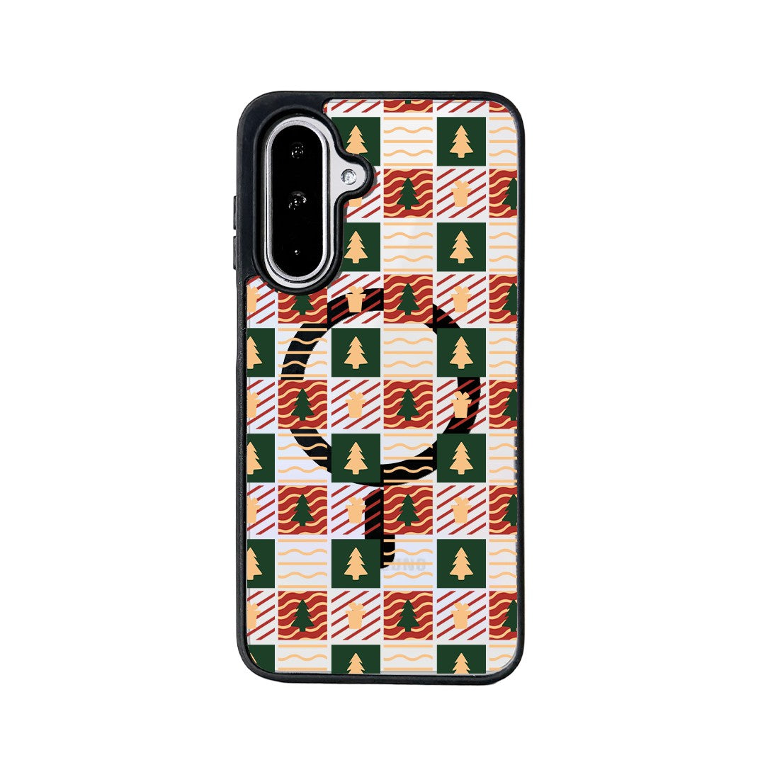 For Samsung Galaxy A56 5G / Galaxy A36 5G Magnetic Case TPU + Acrylic Cover Magnetic Case - Plaid Tree
