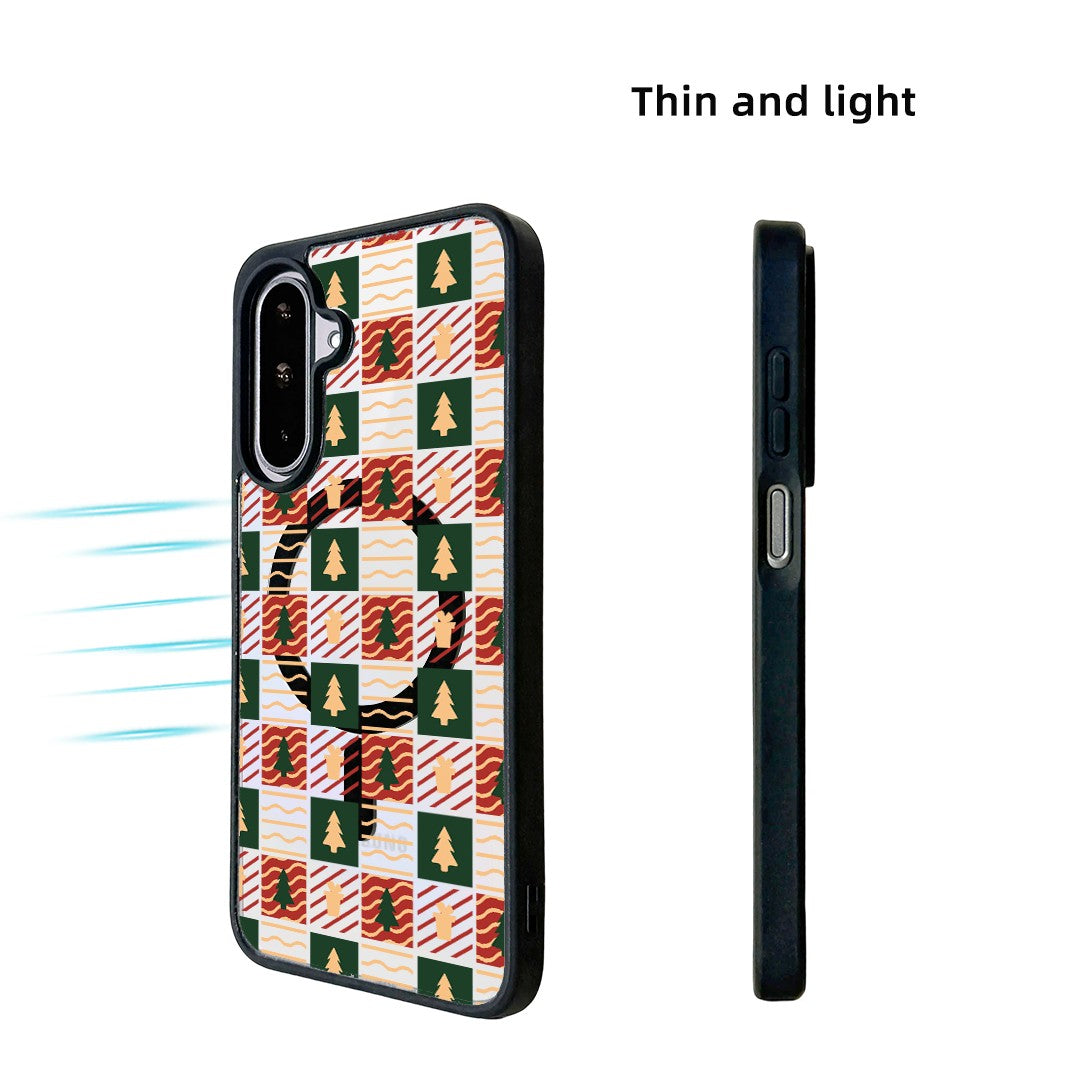 For Samsung Galaxy A56 5G / Galaxy A36 5G Magnetic Case TPU + Acrylic Cover Magnetic Case - Plaid Tree