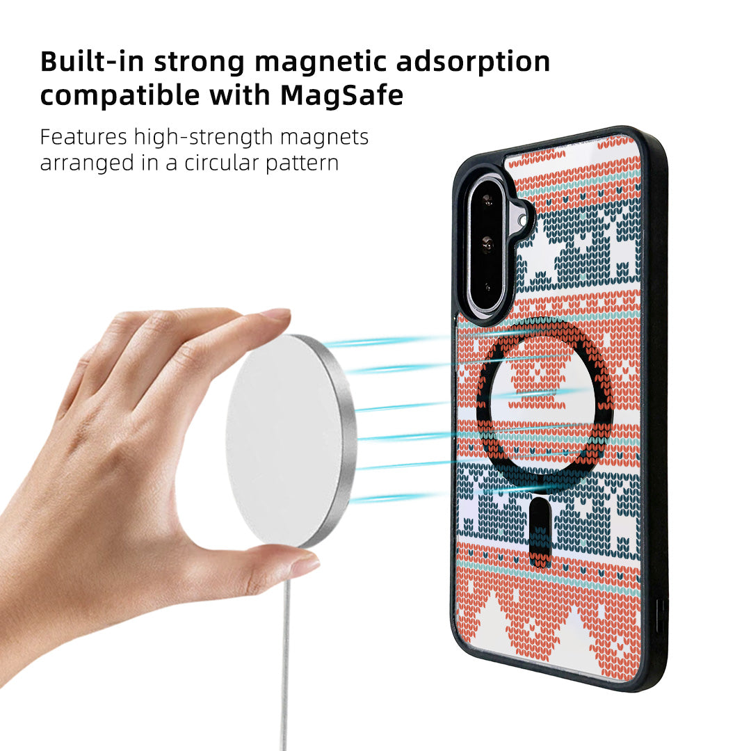 For Samsung Galaxy A55 5G / Galaxy A35 5G Magnetic Case TPU + Acrylic Cover - Knitted Pattern