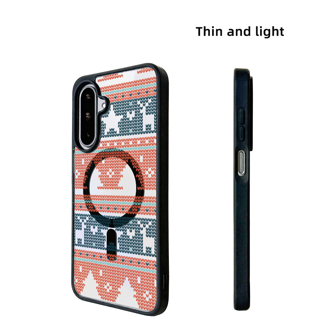 For Samsung Galaxy A55 5G / Galaxy A35 5G Magnetic Case TPU + Acrylic Cover - Knitted Pattern