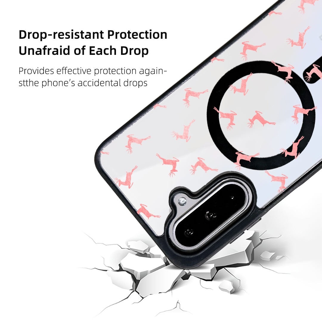 For Samsung Galaxy A25 5G (Global) (161mm) Magnetic Case TPU + Acrylic Cover - Pink Reindeer Leap