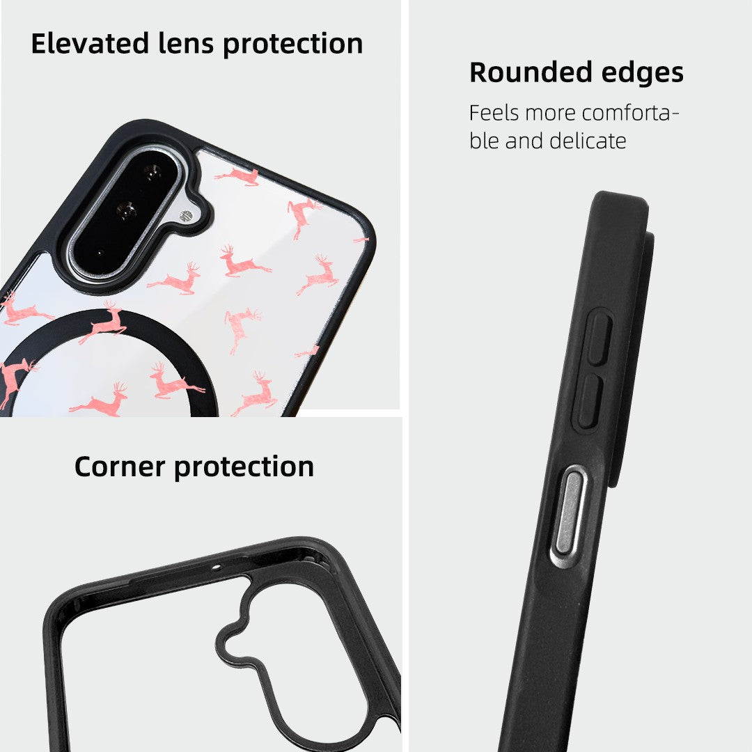 For Samsung Galaxy A25 5G (Global) (161mm) Magnetic Case TPU + Acrylic Cover - Pink Reindeer Leap