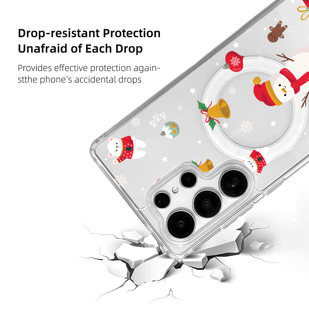 For Samsung Galaxy S25 Ultra Magnetic Case Clear Edge TPU + Acrylic Cover - Snowy Fun