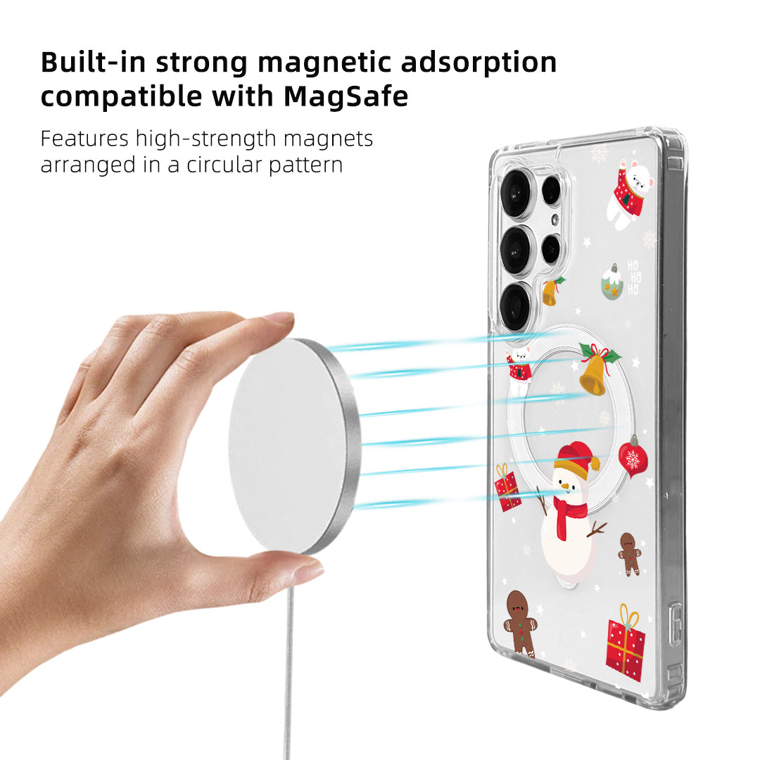For Samsung Galaxy S25 Ultra Magnetic Case Clear Edge TPU + Acrylic Cover - Snowy Fun