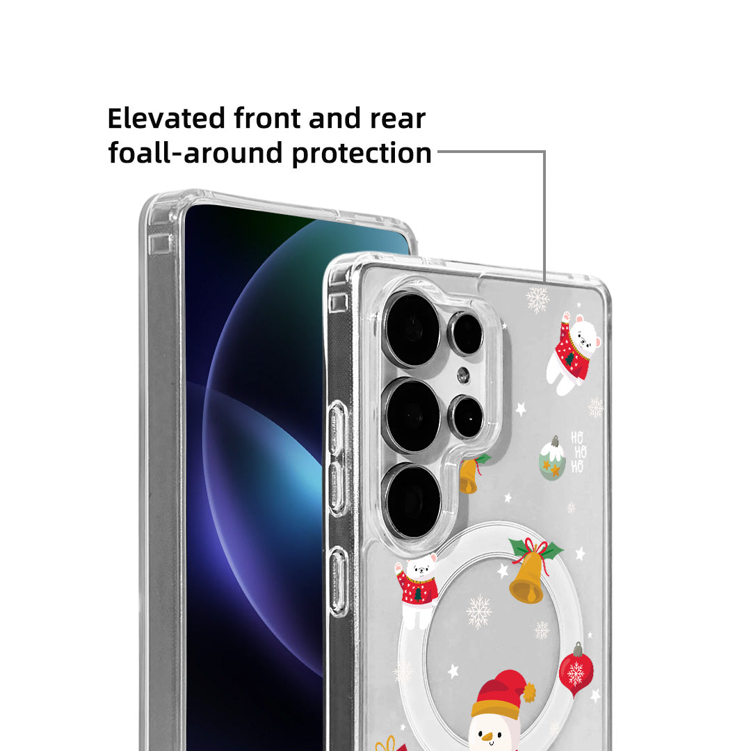 For Samsung Galaxy S25 Ultra Magnetic Case Clear Edge TPU + Acrylic Cover - Snowy Fun