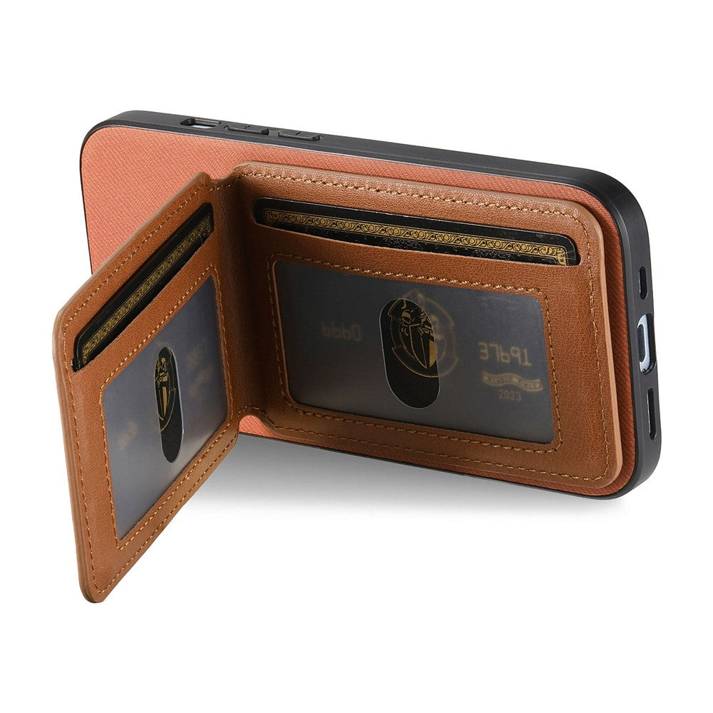 For Oppo Find X9 Pro 5G Case Cloth Texture Leather + PC + TPU Phone Cover with Card Holder - Brown