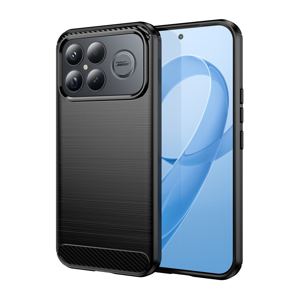 For Xiaomi Redmi K90 Pro Max 5G / Poco F8 Ultra Case Protective Phone Cover Carbon Fiber Texture Brushed - Black
