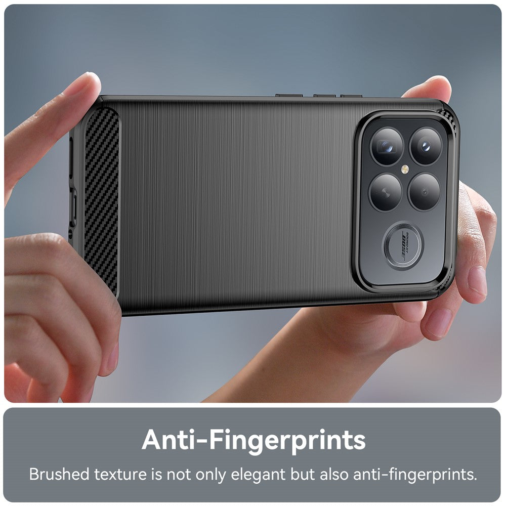 For Xiaomi Redmi K90 Pro Max 5G / Poco F8 Ultra Case Protective Phone Cover Carbon Fiber Texture Brushed - Black