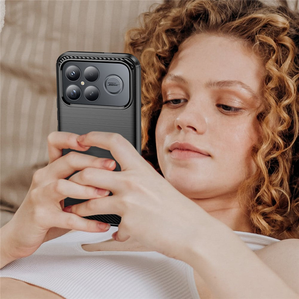 For Xiaomi Redmi K90 Pro Max 5G / Poco F8 Ultra Case Protective Phone Cover Carbon Fiber Texture Brushed - Black