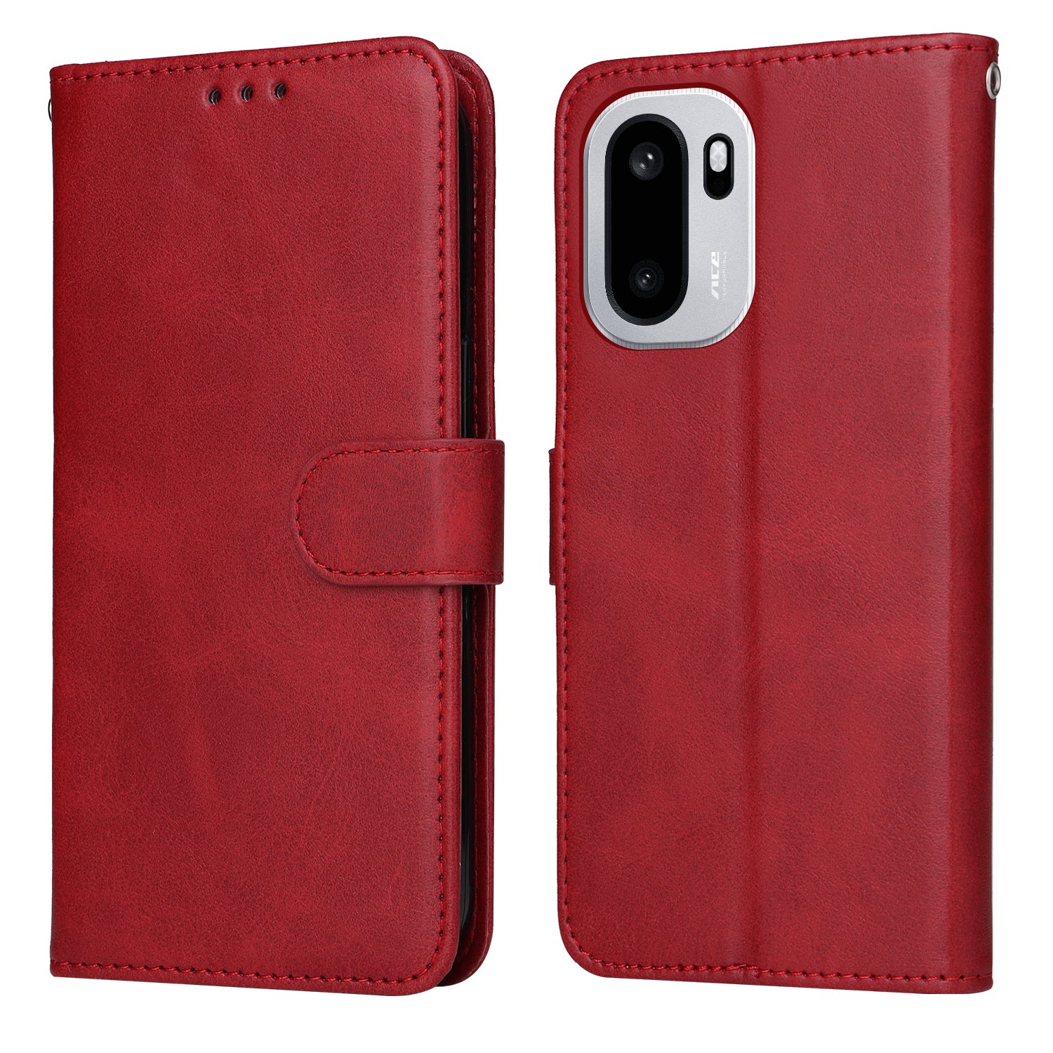 For OnePlus 15R 5G / Ace 6T 5G / Ace 6 5G Case Wallet PU Leather Folio Flip Phone Cover - Red