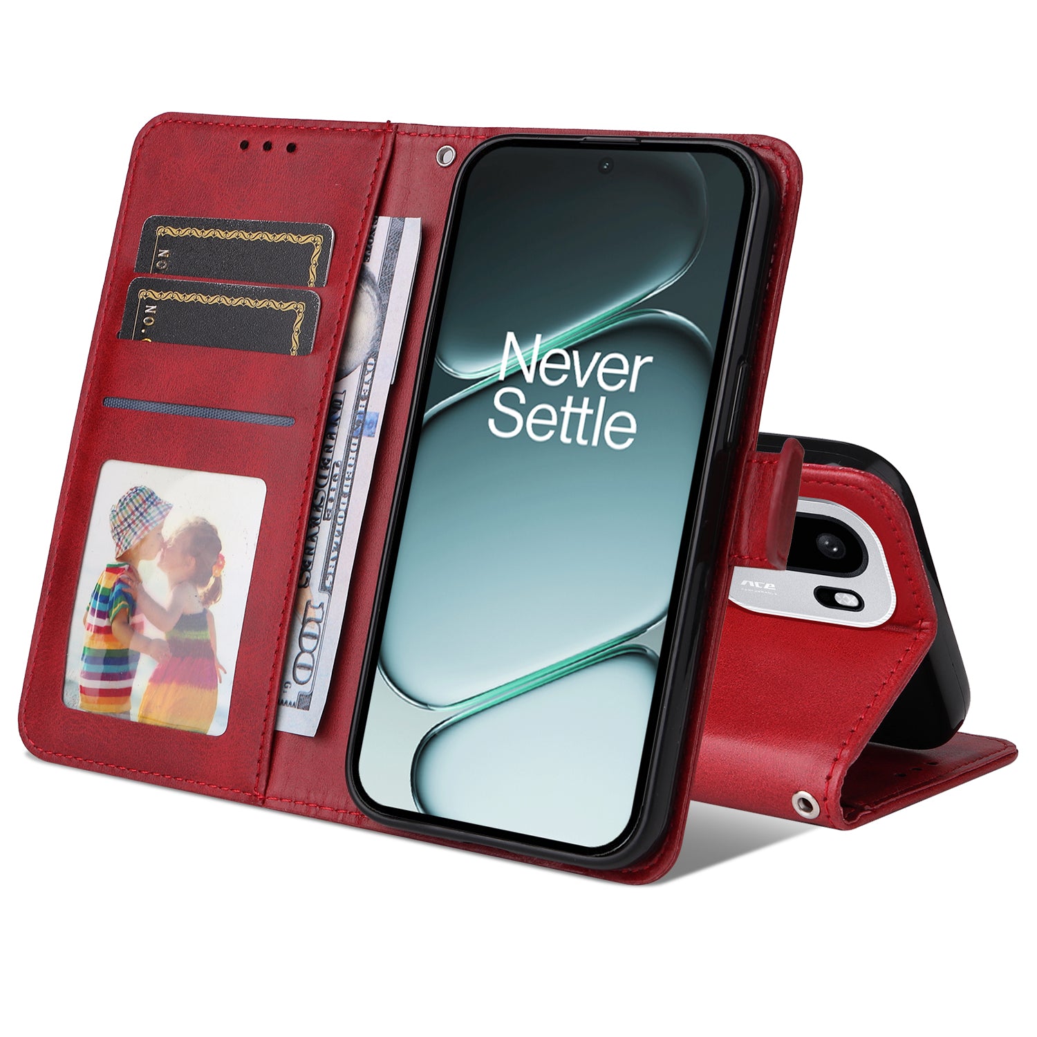 For OnePlus 15R 5G / Ace 6T 5G / Ace 6 5G Case Wallet PU Leather Folio Flip Phone Cover - Red