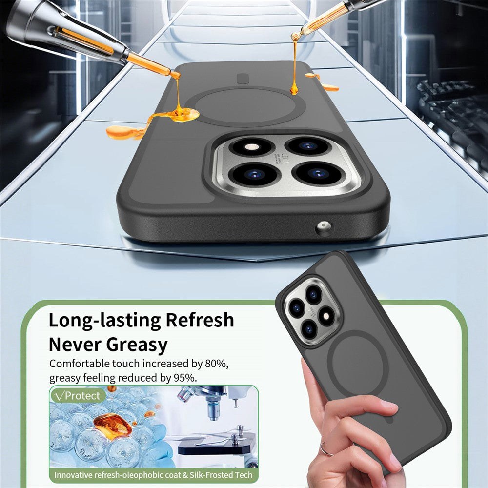 For Xiaomi 15T Magnetic Case TPU Frame Acrylic Back Phone Cover Skin Touch - Black