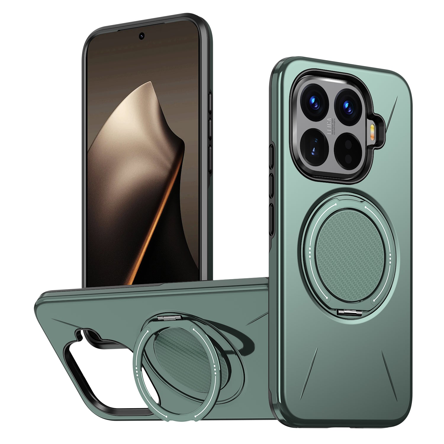 For Xiaomi 15T Pro Magnetic Case Rotating Kickstand TPU + PC Phone Cover - Blue - Green