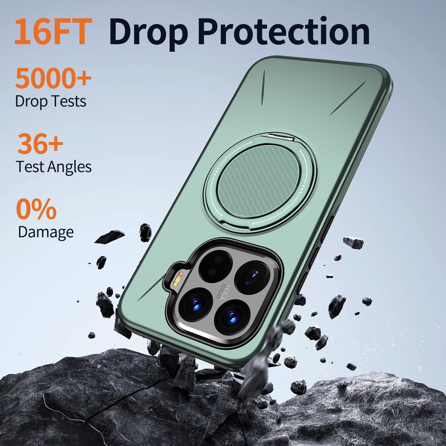 For Xiaomi 15T Pro Magnetic Case Rotating Kickstand TPU + PC Phone Cover - Blue - Green