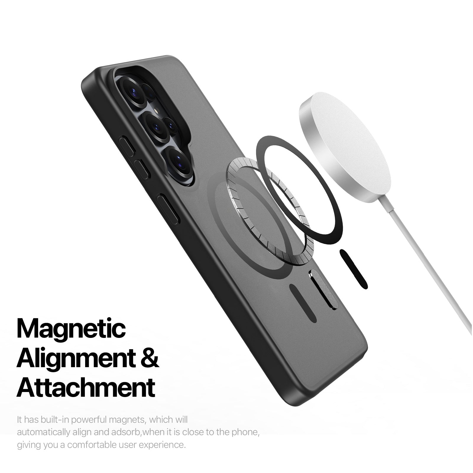 For Samsung Galaxy S26 Ultra Magnetic Case PC+TPU Phone Cover - Black