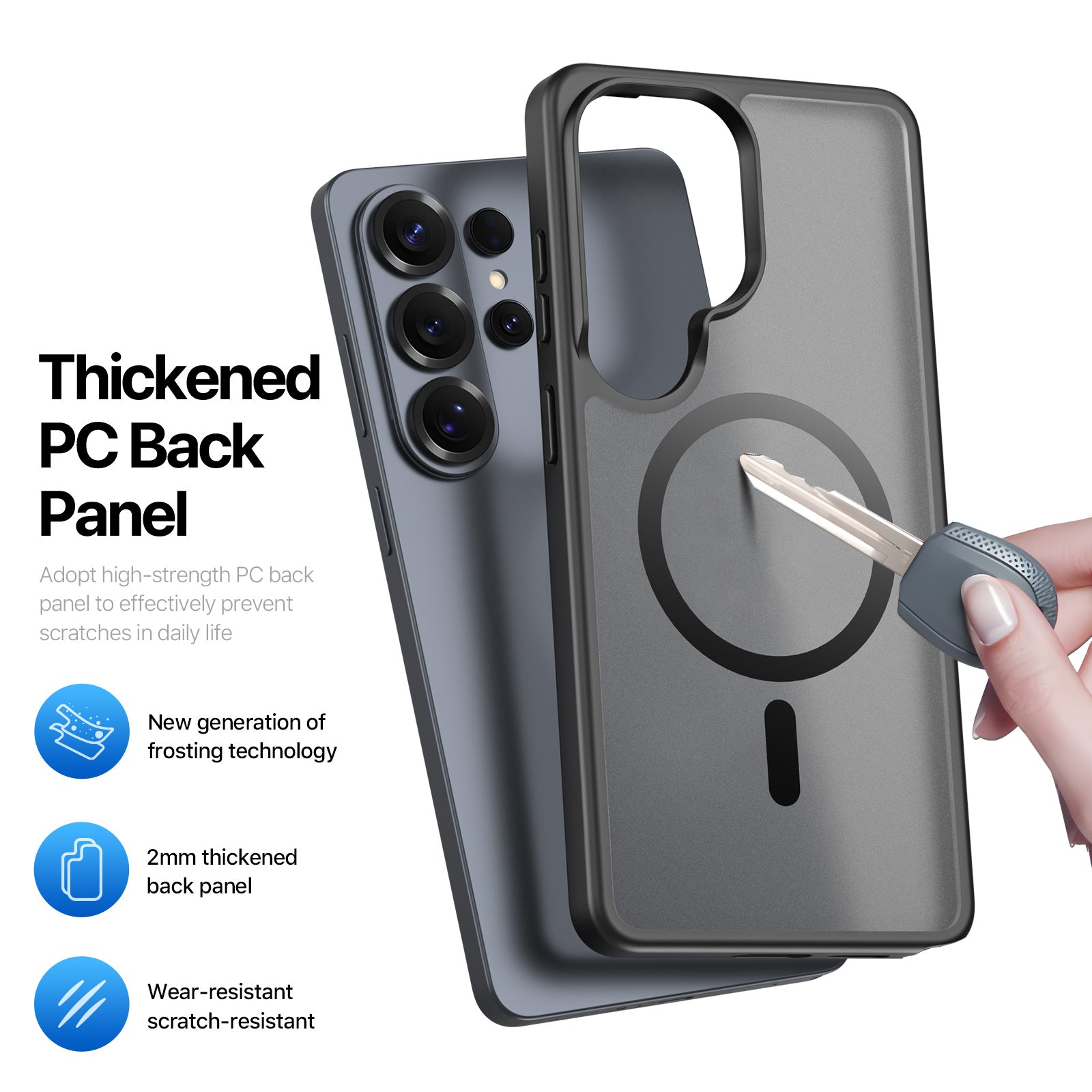 For Samsung Galaxy S26 Ultra Magnetic Case PC+TPU Phone Cover - Black