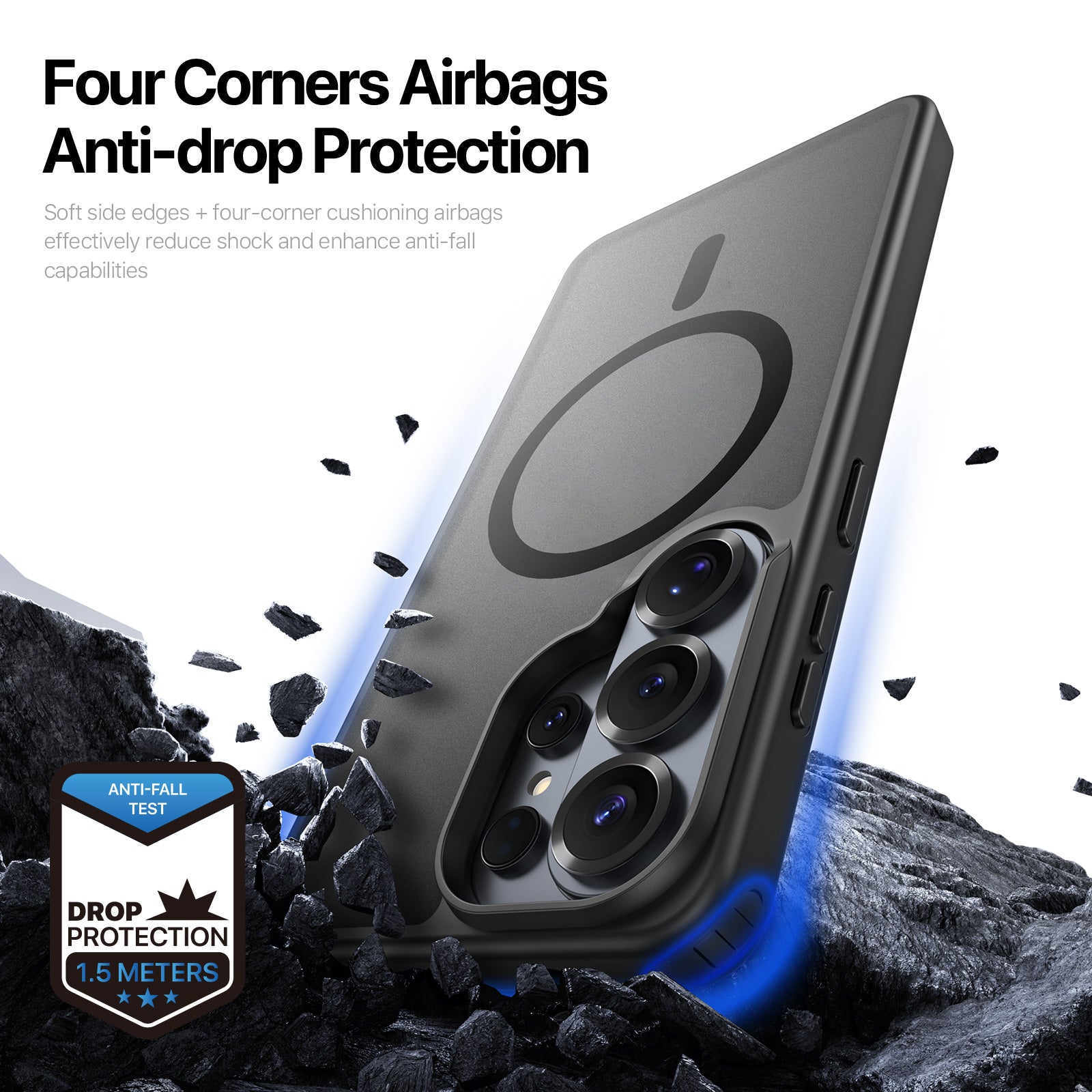 For Samsung Galaxy S26 Ultra Magnetic Case PC+TPU Phone Cover - Black