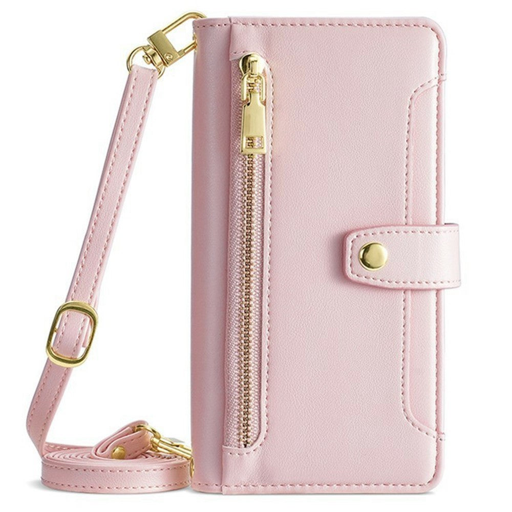 For Xiaomi Poco F8 Ultra / Redmi K90 Pro Max 5G Leather Case Zipper Pocket Wallet Phone Cover with 2 Straps - Pink