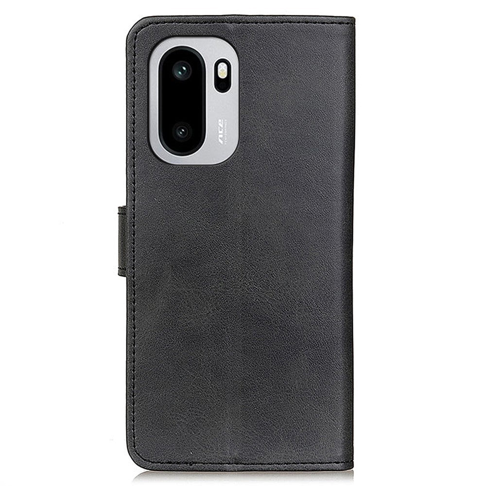 For OnePlus 15R 5G / Ace 6T 5G / Ace 6 5G Case Cowhide Texture Leather Wallet Stand Phone Cover - Black