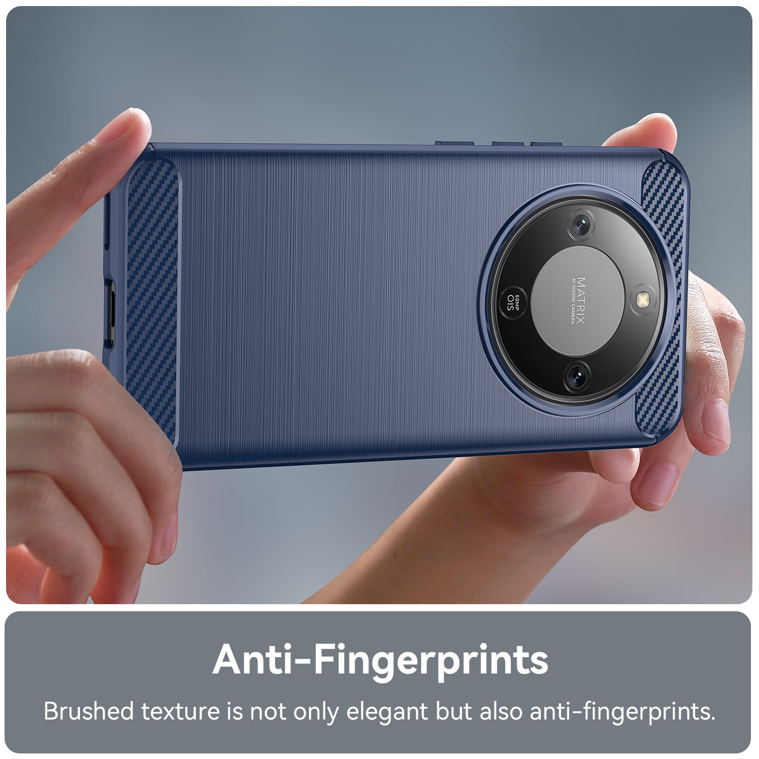 For Honor Magic8 Lite 5G / X9d 5G / X70 5G Case with Screen Film Big Lens Hole Brushed Texture TPU Phone Cover - Blue