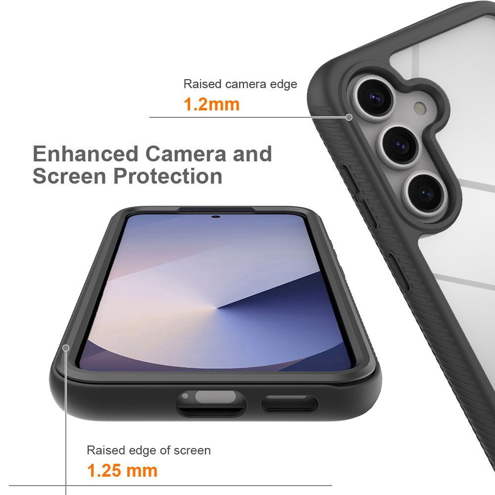 For Samsung Galaxy A37 Clear Case PC + TPU Phone Back Cover with PET Screen Film - Black