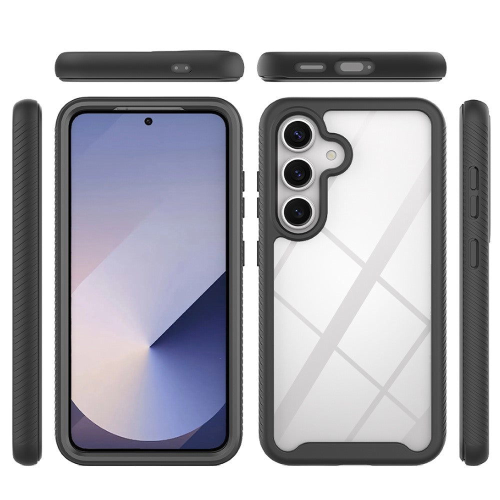 For Samsung Galaxy A37 Clear Case PC + TPU Phone Back Cover with PET Screen Film - Black