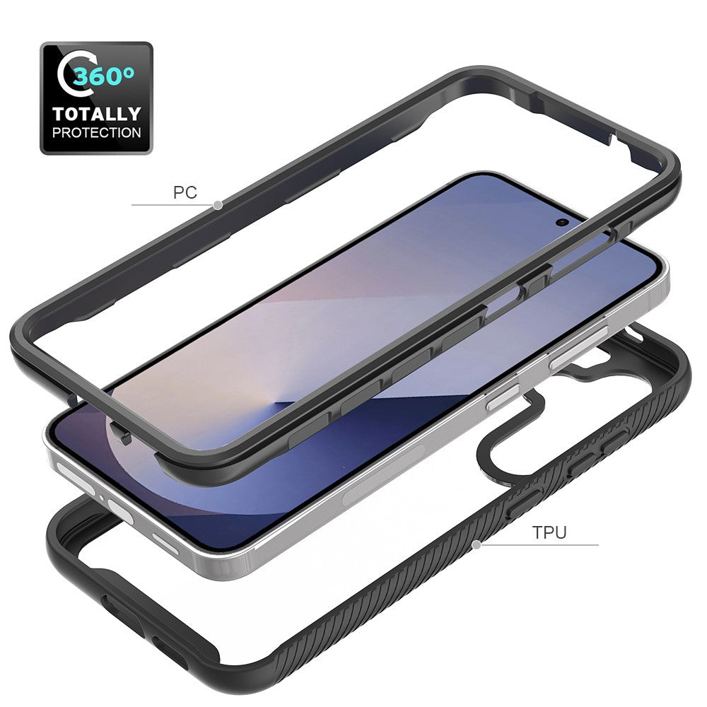 For Samsung Galaxy A57 Clear Case PC + TPU Phone Back Cover with PET Screen Film - Black