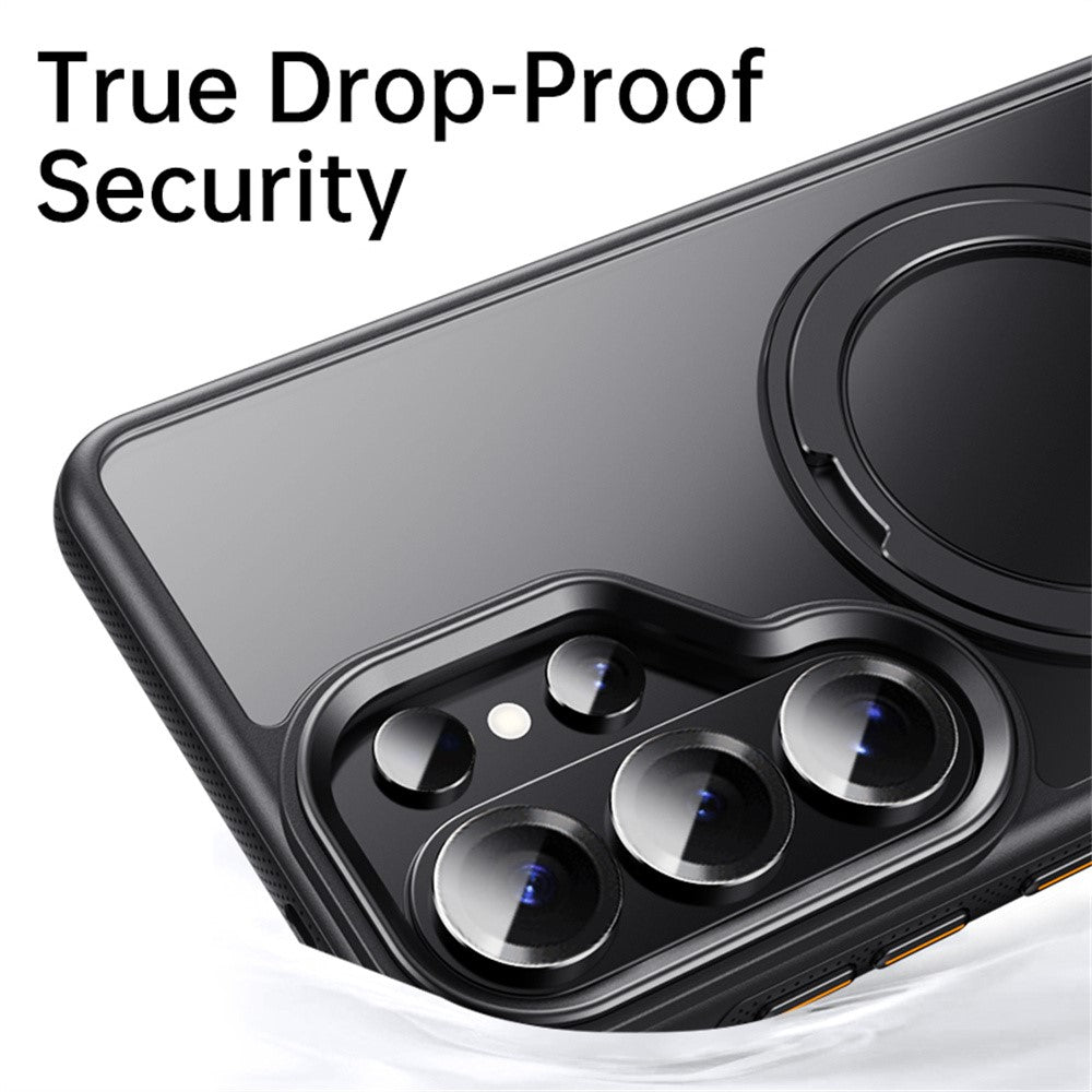 For Samsung Galaxy S26 Ultra Magnetic Case Kickstand TPU PC Phone Back Cover - Black