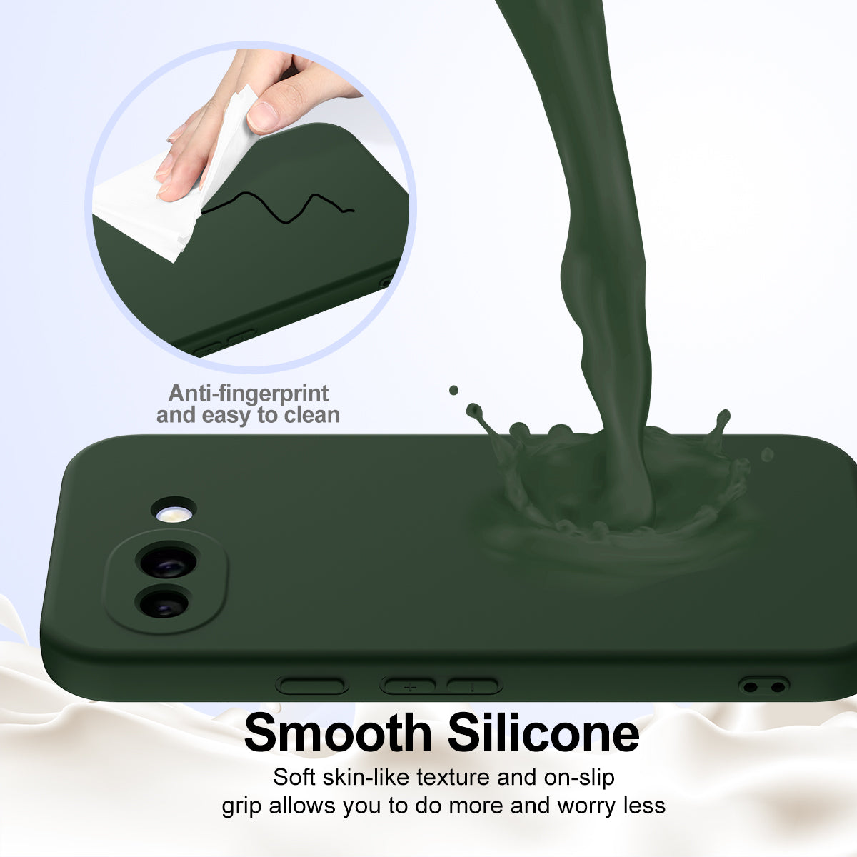 For Google Pixel 10a Magnetic Case Liquid Silicone Phone Cover - Dark Green