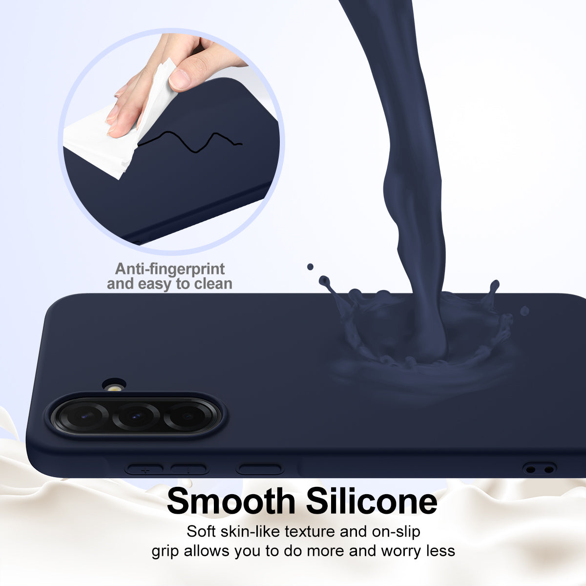 For Samsung Galaxy A37 Magnetic Case Liquid Silicone Phone Cover - Dark Blue