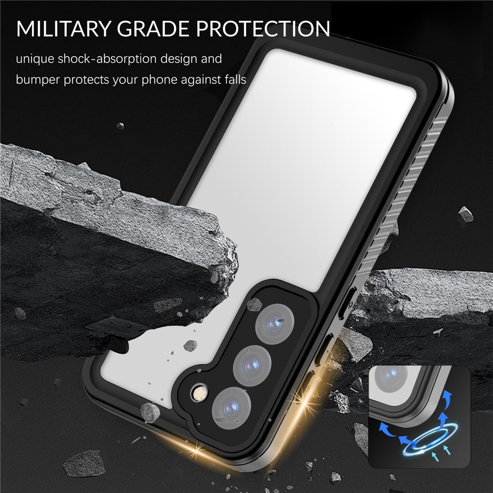 Case for Samsung Galaxy S23 , IP68 Certified Clear Phone Cover with Screen Protector [Fingerprint Unlock]
