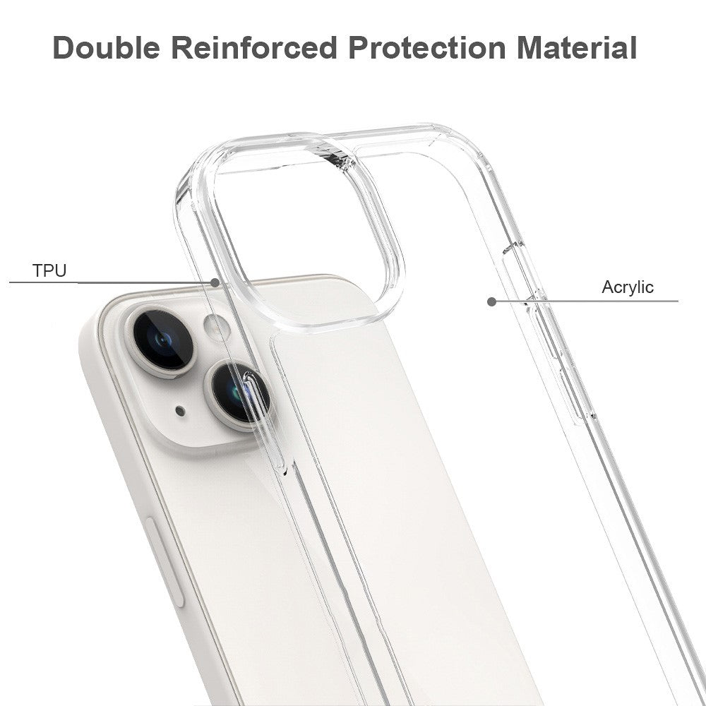 For iPhone 15 HD Clear Design Acrylic+TPU Hybrid Phone Case Cover Protective surface Smartphone Shell