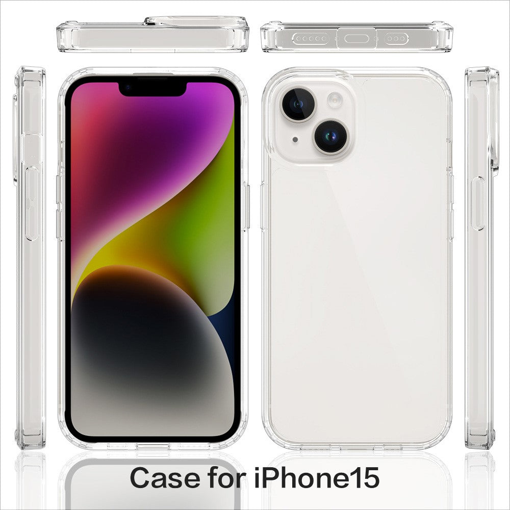 For iPhone 15 HD Clear Design Acrylic+TPU Hybrid Phone Case Cover Protective surface Smartphone Shell