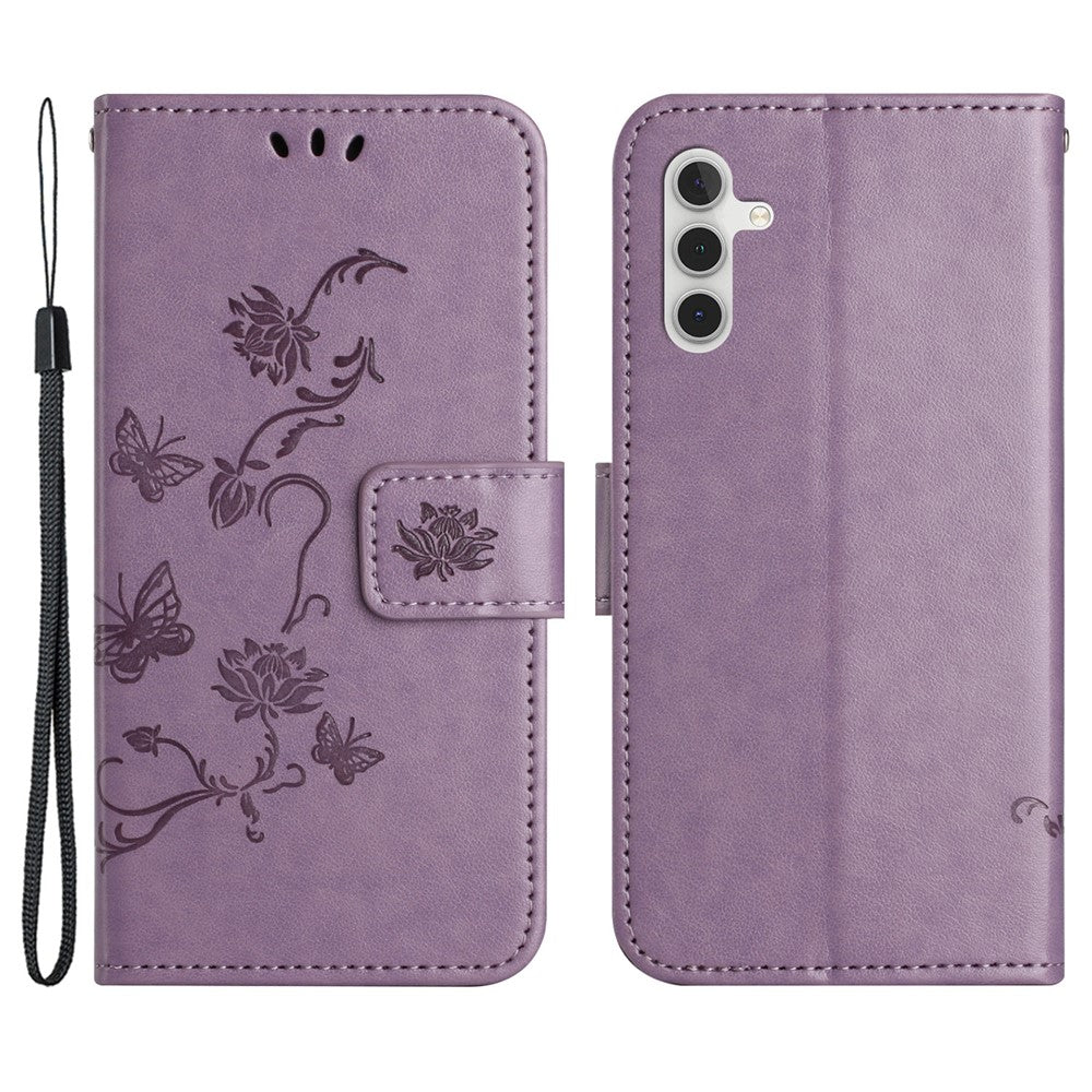 For Samsung Galaxy S25 / S24 Case Imprinted PU Leather Drop Resistant Cell Phone Cover - Purple