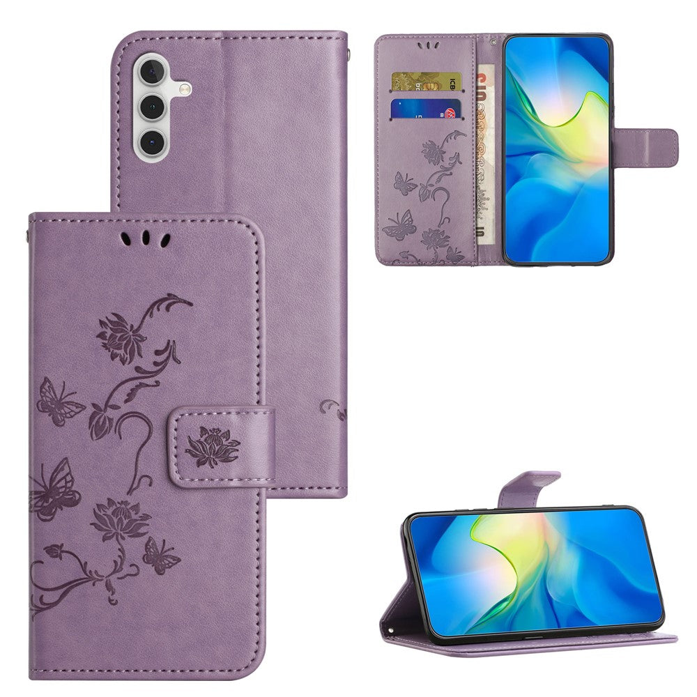 For Samsung Galaxy S25 / S24 Case Imprinted PU Leather Drop Resistant Cell Phone Cover - Purple