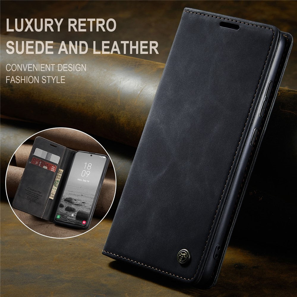 For Samsung Galaxy S24 Case PU Leather Stand Cellphone Protector - Black
