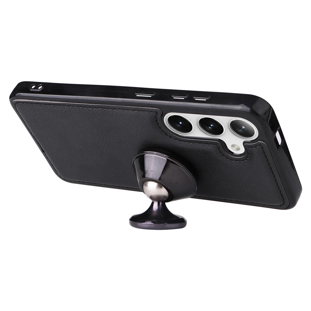 For Samsung Galaxy S25 / S24 Case 2 in 1 Detachable Magnetic Leather Wallet Mobile Cover with Strap - Black