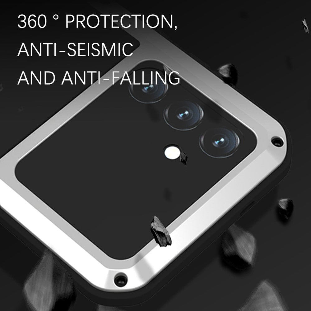 For Samsung Galaxy S24 Case Metal+Silicone Phone Cover with Tempered Glass Film - Black