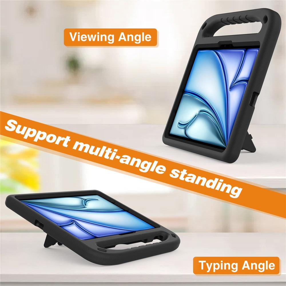 For iPad Air 11 (2025) / (2024) / Pro 11 (2025) / 11 (2024) Case Hand Grip Kickstand Tablet EVA Cover - Black