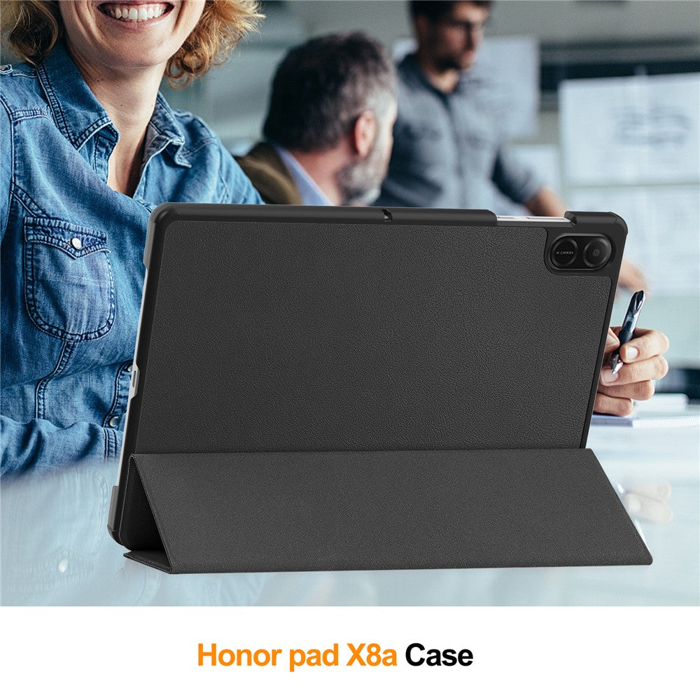 For Honor Pad X8a Case Leather Stand Tablet Cover - Black