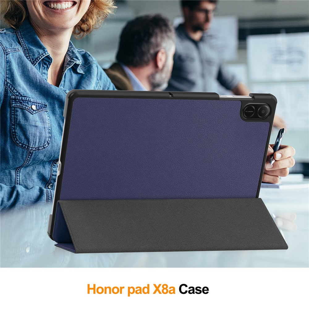 For Honor Pad X8a Case Leather Stand Tablet Cover - Dark Blue