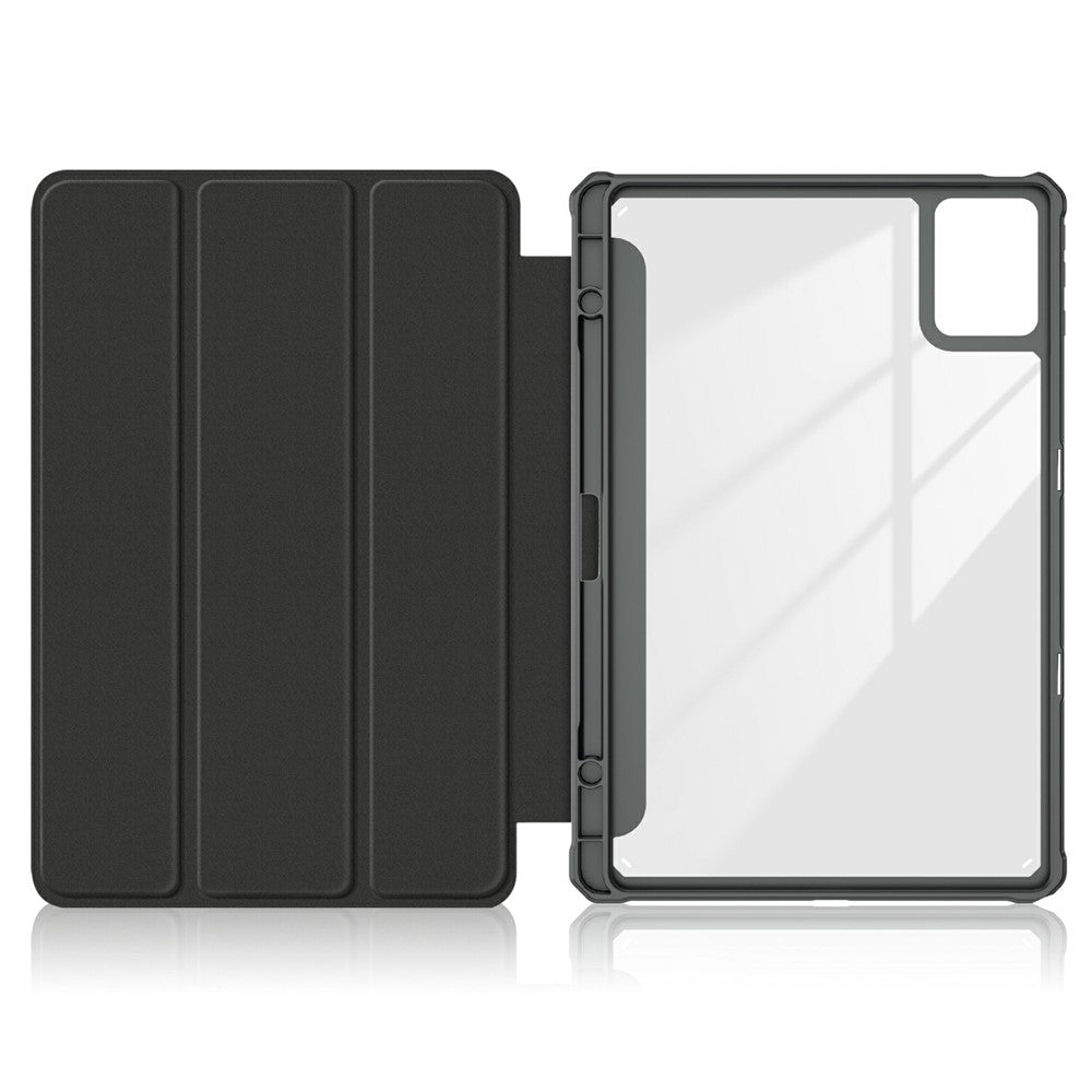 For Lenovo Tab K11 Plus TB230XC Case Auto Sleep / Wake PU Leather Flip Tablet Cover Triple-Fold Stand - Black