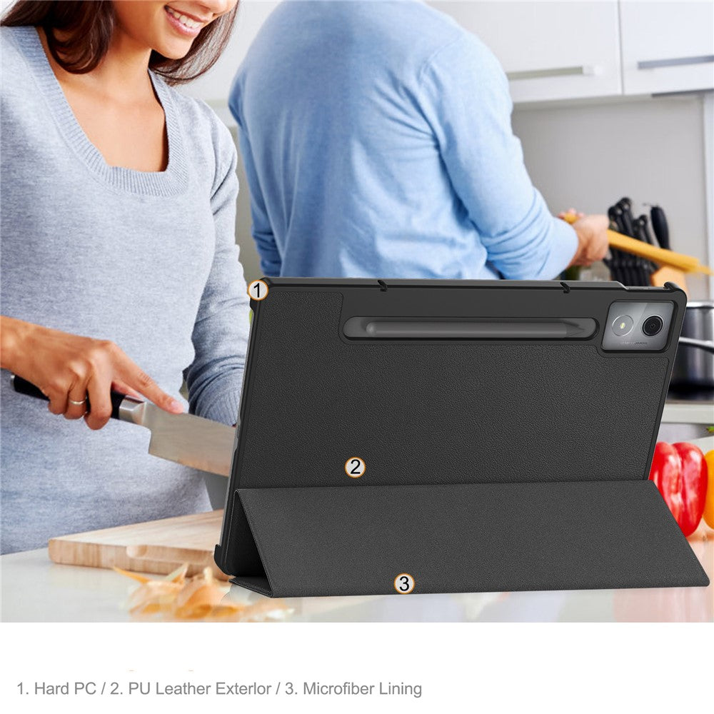 For Lenovo Idea Tab Pro Case Leather Stand Tablet Cover - Black