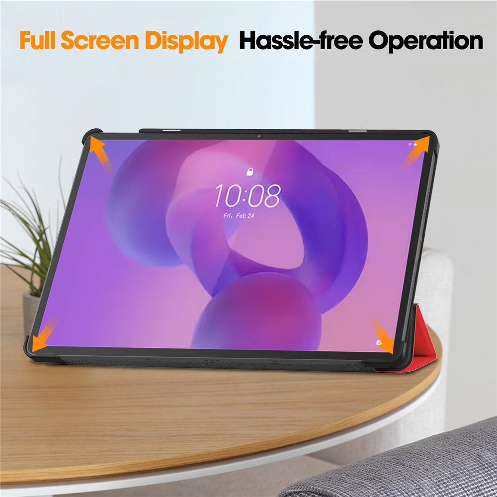 For Lenovo Idea Tab Pro Case Leather Stand Tablet Cover - Red