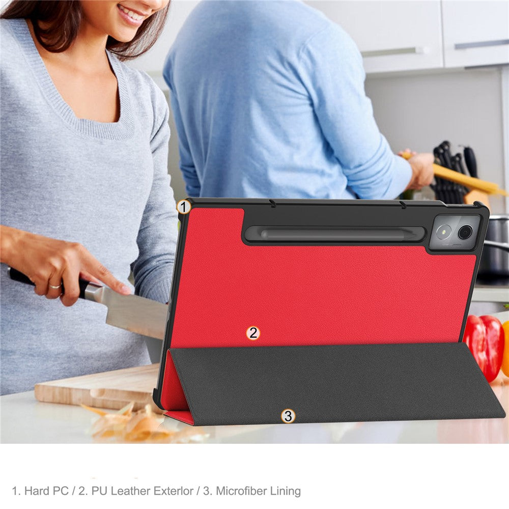 For Lenovo Idea Tab Pro Case Leather Stand Tablet Cover - Red