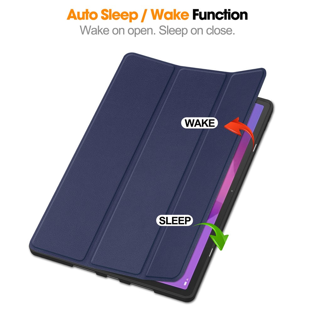 For Lenovo Idea Tab Pro Case Tri-Fold Stand Leather + PC Tablet Cover with Pen Holder - Dark Blue