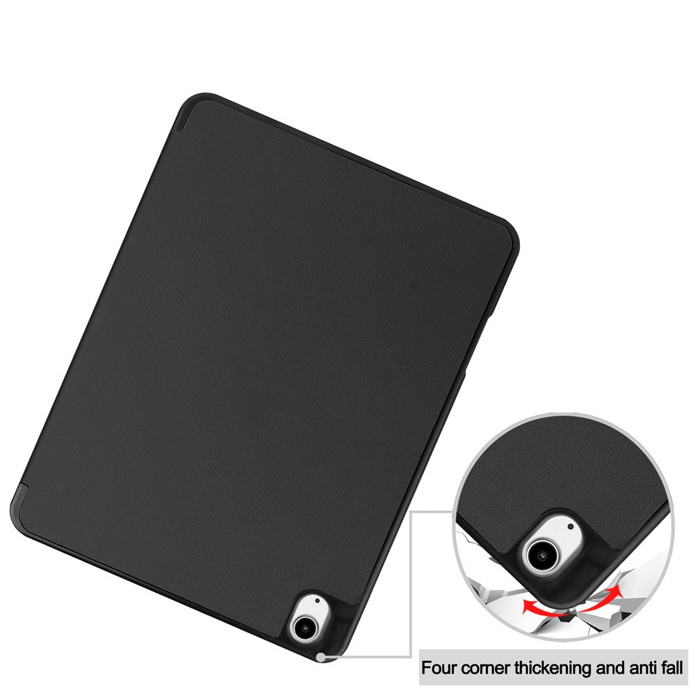 For iPad Air 13 (2025) / (2024) Stand Case Shock-Absorbent Leather Tablet Cover with Pen Slot - Black